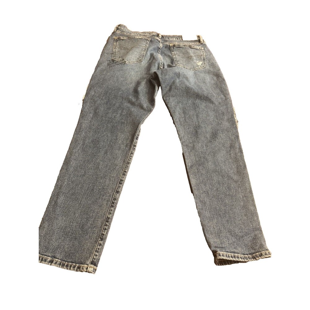 RALPH LAUREN Relaxed Taper Patchwork Logo Denim Blue Jeans Luxury Stretch Sz 10 - Picture 9 of 16